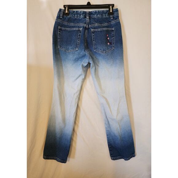 JRS.COM Straight Leg Faded Flower Applique Jeans Size 9/10 - Picture 2 of 5
